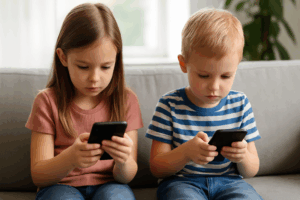 bambini con smartphone